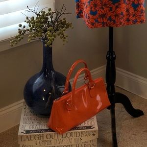 Bright patent orange wine 🍷 clutch ! Used once!